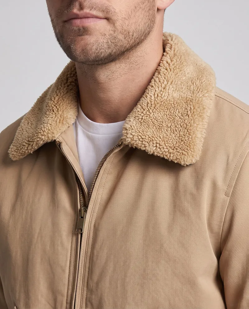 Herren Canvas Bomberjacke mit Teddykragen, Utility-Taschen an den Ärmeln und winddichter Außenschicht Nord Taschen