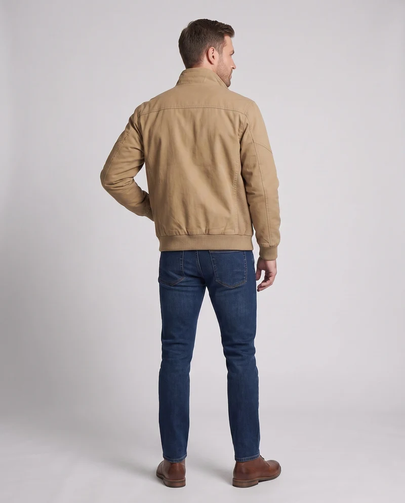 Herren Canvas-Blouson mit gerippten Bündchen, verdecktem Frontreißverschluss und Camouflage-Futter Nord Taschen