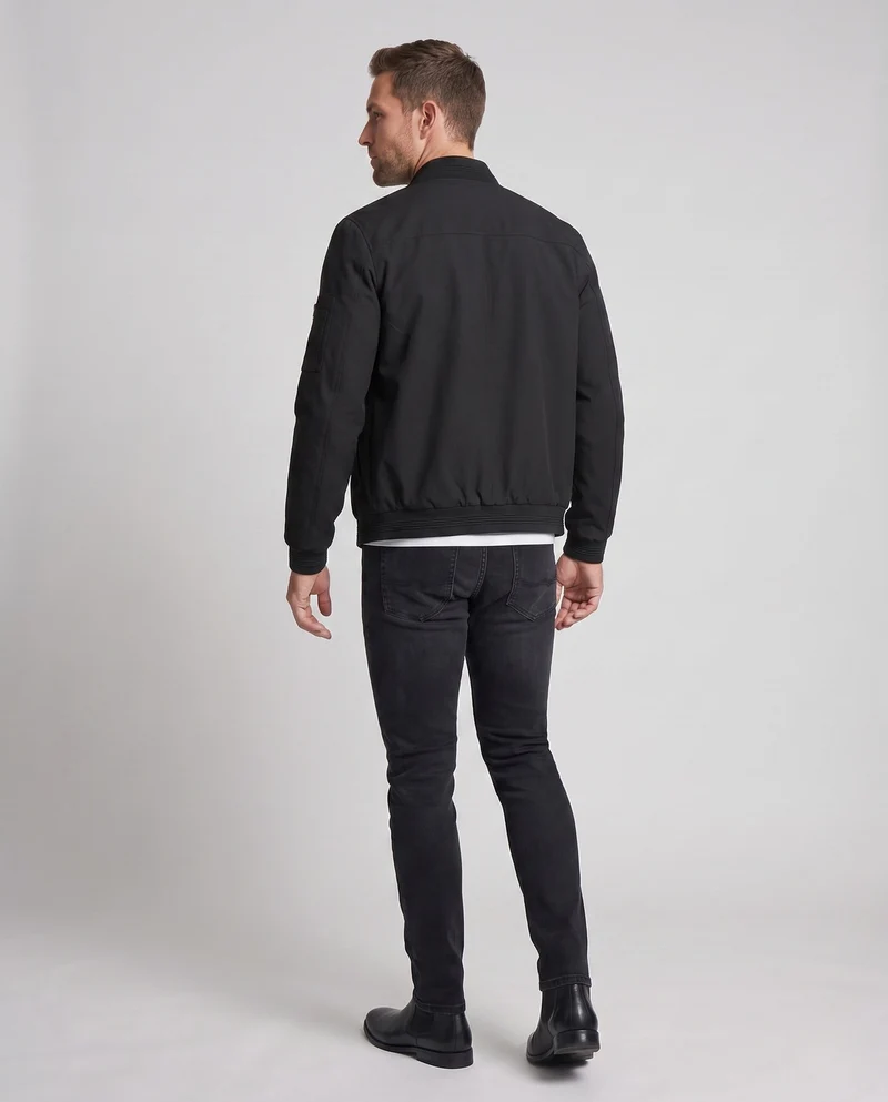 Herren kurze cropped Bomberjacke im Pilotenstil mit Taschen auf dem Arm und gerippten Bündchen Nord Taschen