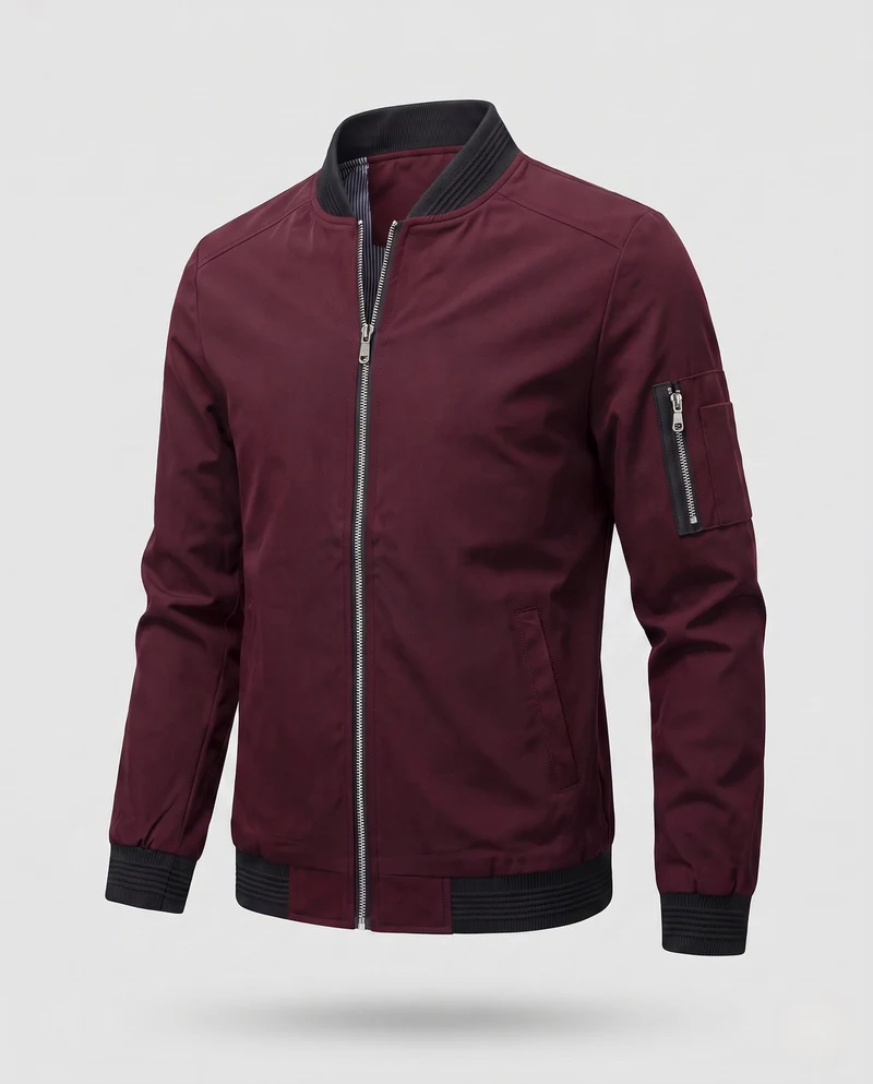 Herren kurze cropped Bomberjacke im Pilotenstil mit Taschen auf dem Arm und gerippten Bündchen Nord Taschen