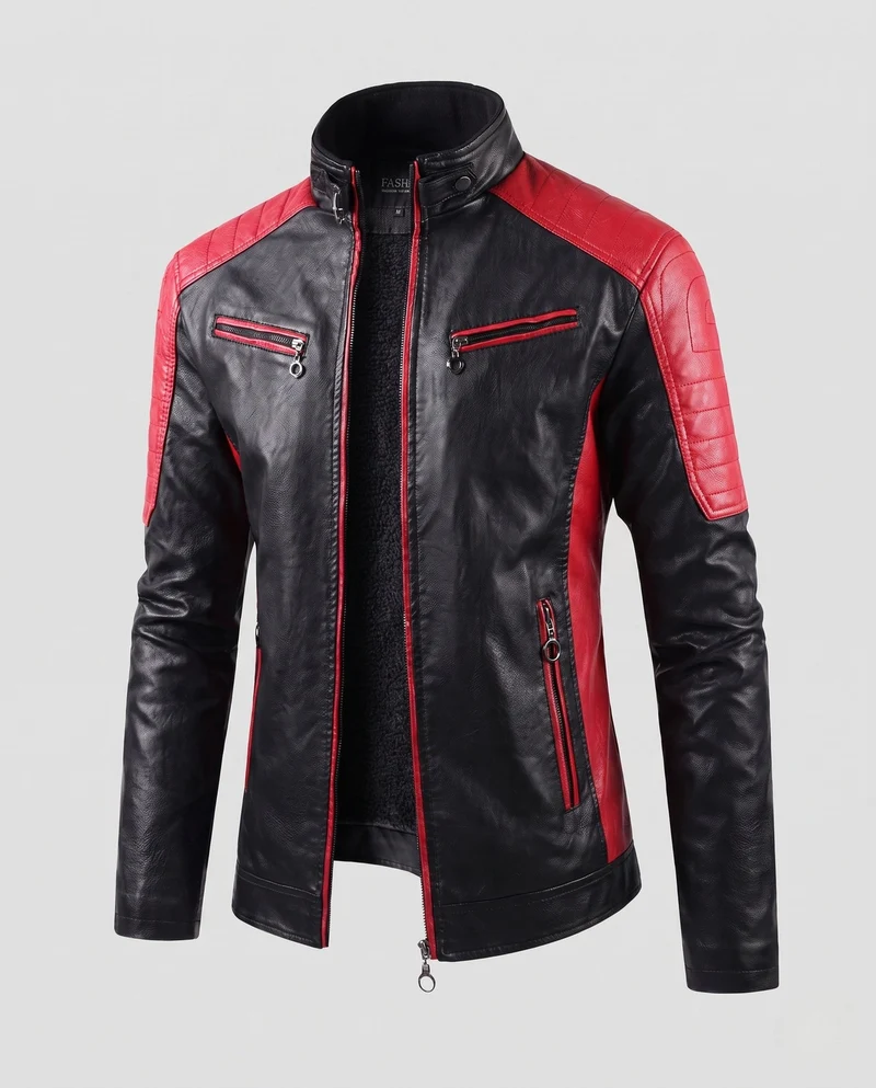 Herren Faux-Leder Pilot Blouson mit gestepptem Schulterbereich, Reißverschlusstaschen und Teddy-Futter Nord Taschen