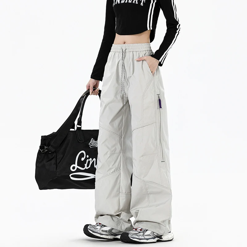 Damen Weite Utility-Cargohose mit elastischem Bund und Reißverschlusstaschen Nord Taschen