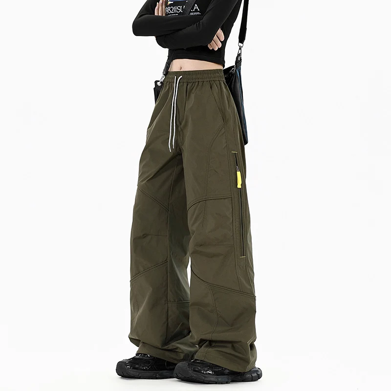 Damen Weite Utility-Cargohose mit elastischem Bund und Reißverschlusstaschen Nord Taschen
