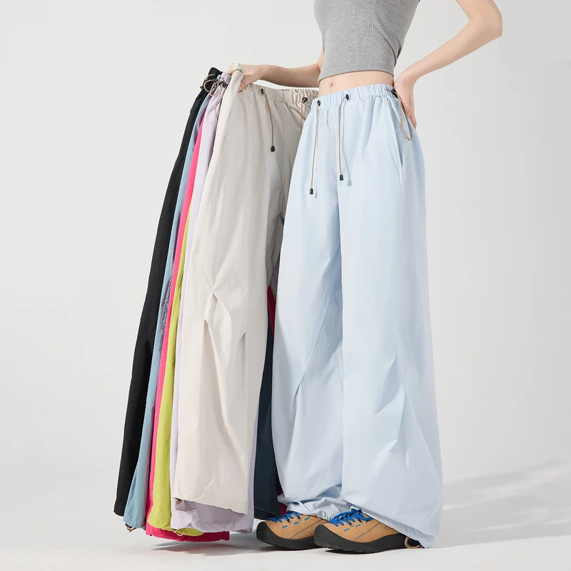 Damen weite technische Cargohose mit Kordelzugbund Nord Taschen
