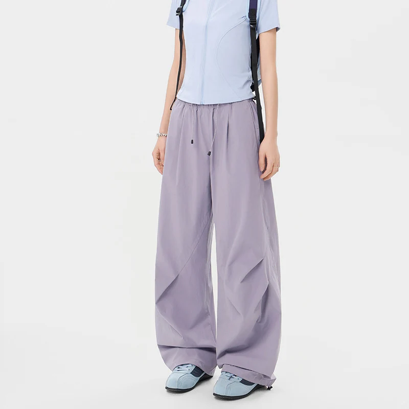 Damen weite technische Cargohose mit Kordelzugbund Nord Taschen