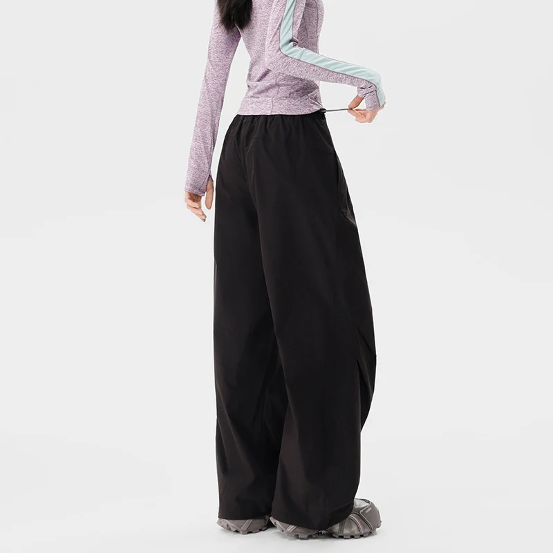 Damen weite technische Cargohose mit Kordelzugbund Nord Taschen