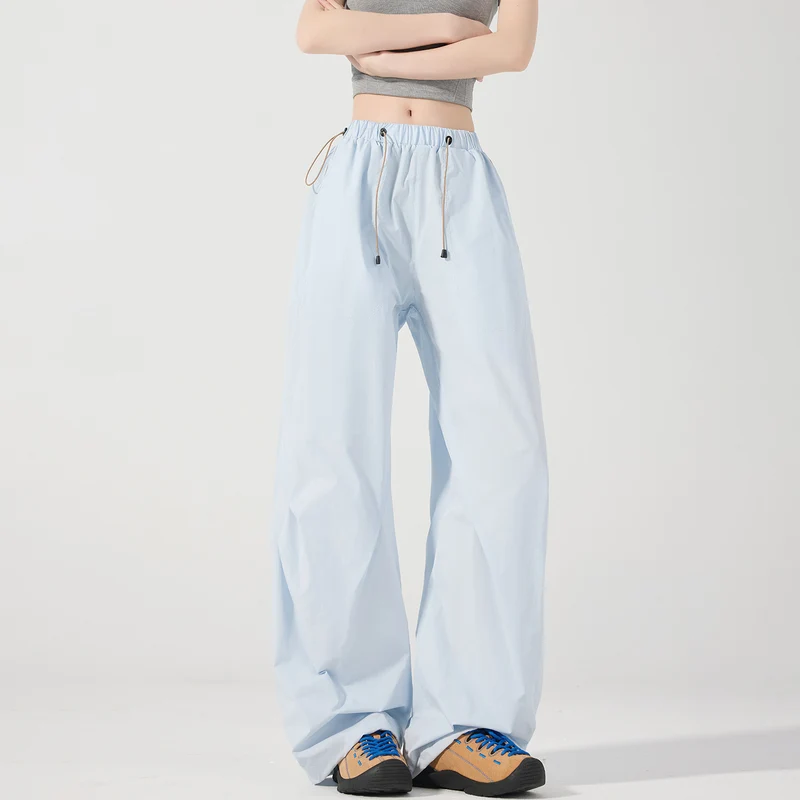 Damen weite technische Cargohose mit Kordelzugbund Nord Taschen