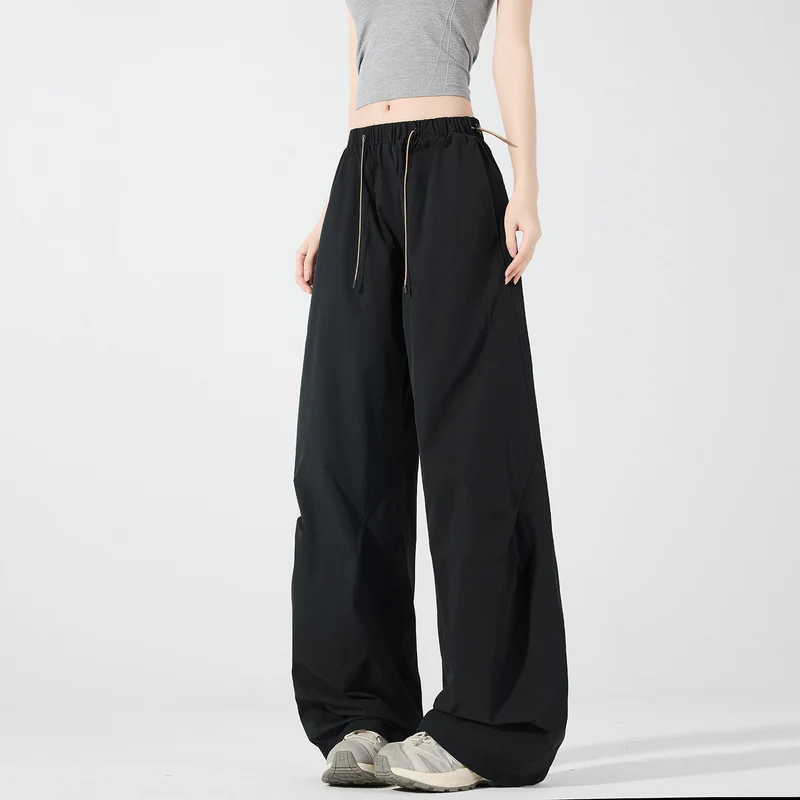 Damen weite technische Cargohose mit Kordelzugbund Nord Taschen