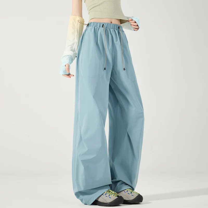 Damen weite technische Cargohose mit Kordelzugbund Nord Taschen