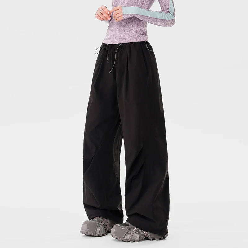 Damen weite technische Cargohose mit Kordelzugbund Nord Taschen