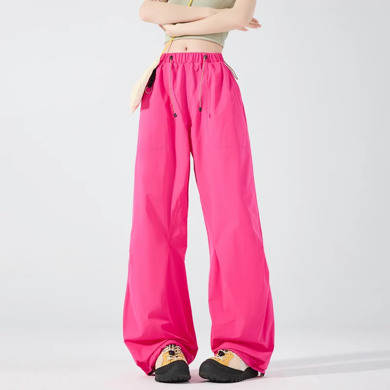 Damen weite technische Cargohose mit Kordelzugbund Nord Taschen