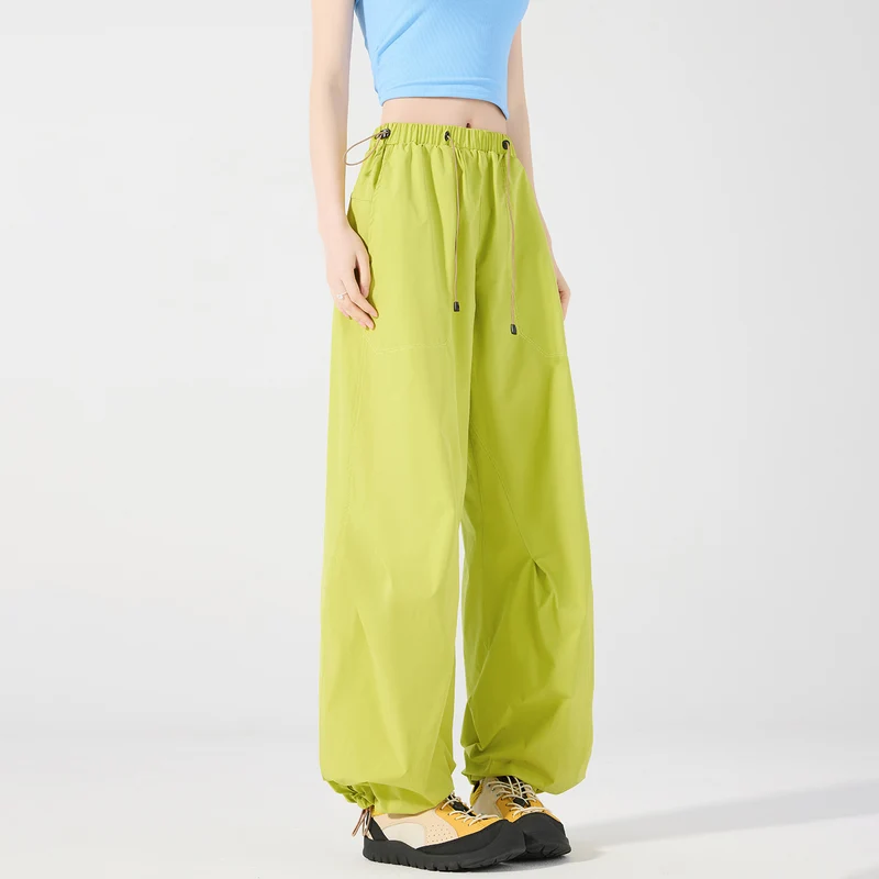 Damen weite technische Cargohose mit Kordelzugbund Nord Taschen