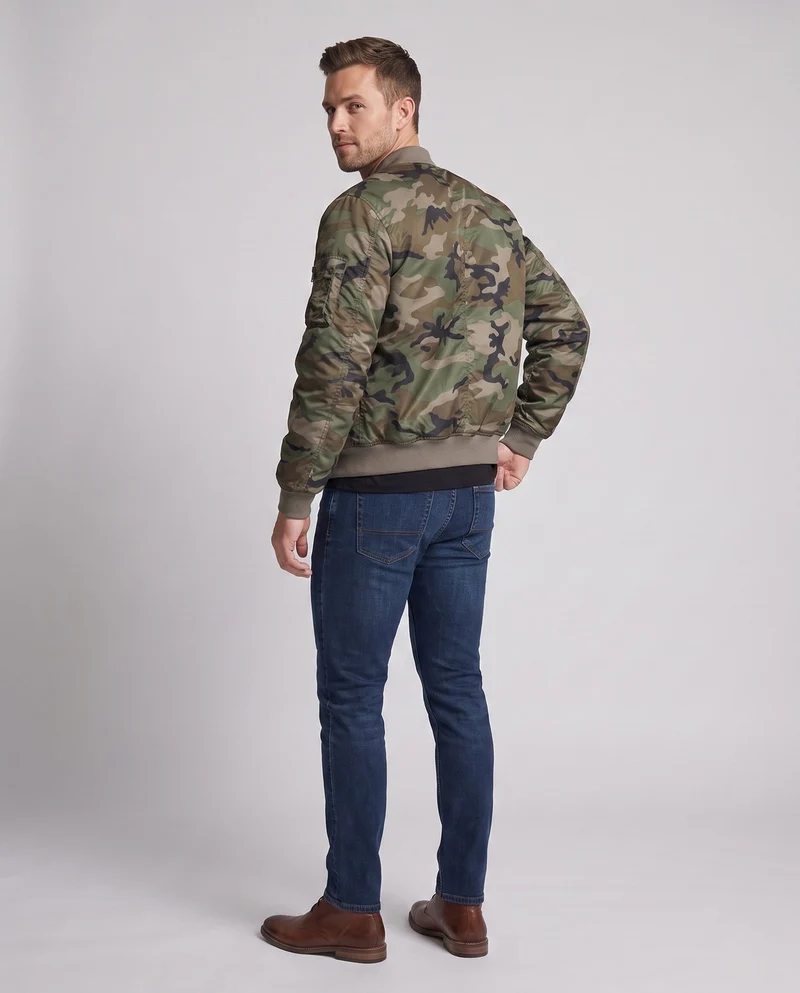 Herren Camouflage Flug-Bomber mit Utility-Arm-Tasche und gerippten Bündchen Nord Taschen