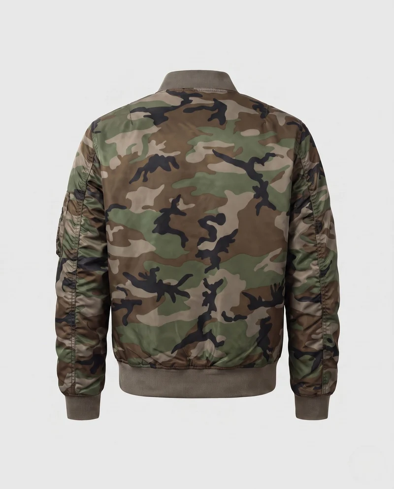Herren Camouflage Flug-Bomber mit Utility-Arm-Tasche und gerippten Bündchen Nord Taschen