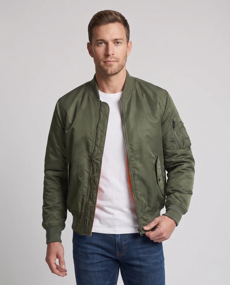 Herren Bomberjacke Pilotjacke mit wärmender Thermofutter und Ärmeltasche Utility Nord Taschen