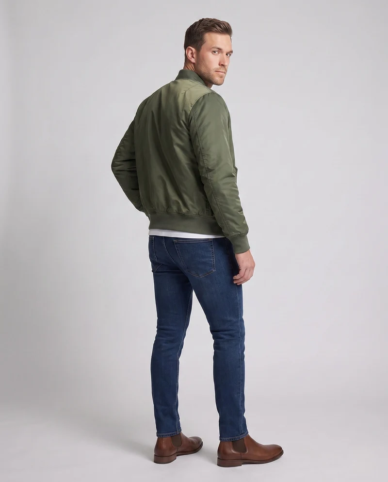Herren Bomberjacke Pilotjacke mit wärmender Thermofutter und Ärmeltasche Utility Nord Taschen