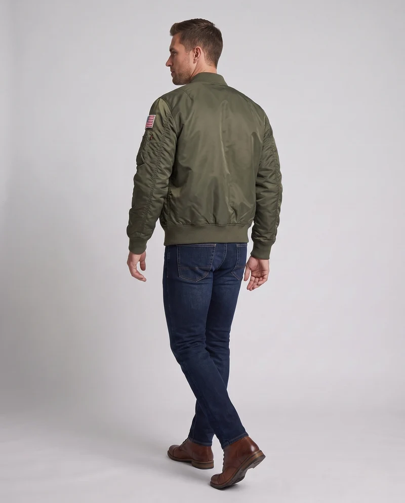 Herren Pilotstil Bomberjacke mit Utility-Taschen und gerippten Bündchen Nord Taschen