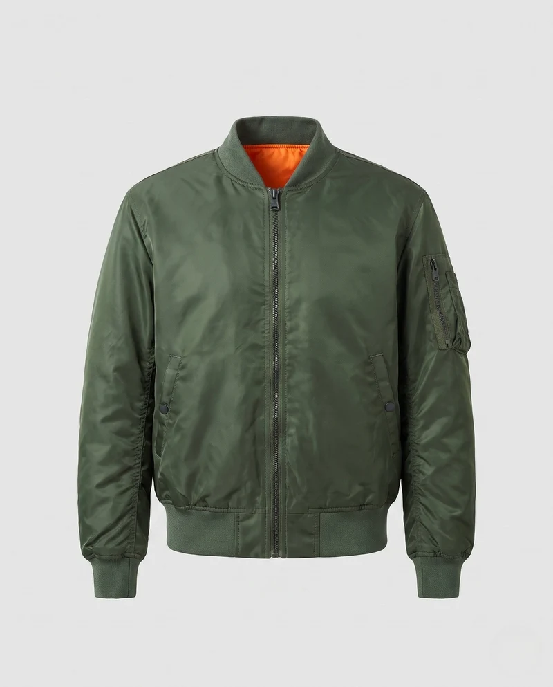 Herren-Pilotjacke im Bomber-Stil mit kontrastierender Innenauskleidung und Armtasche Nord Taschen