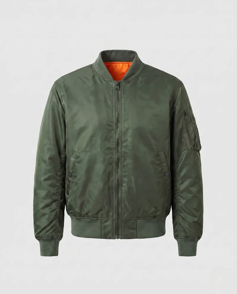 Herren-Pilotjacke im Bomber-Stil mit kontrastierender Innenauskleidung und Armtasche Nord Taschen