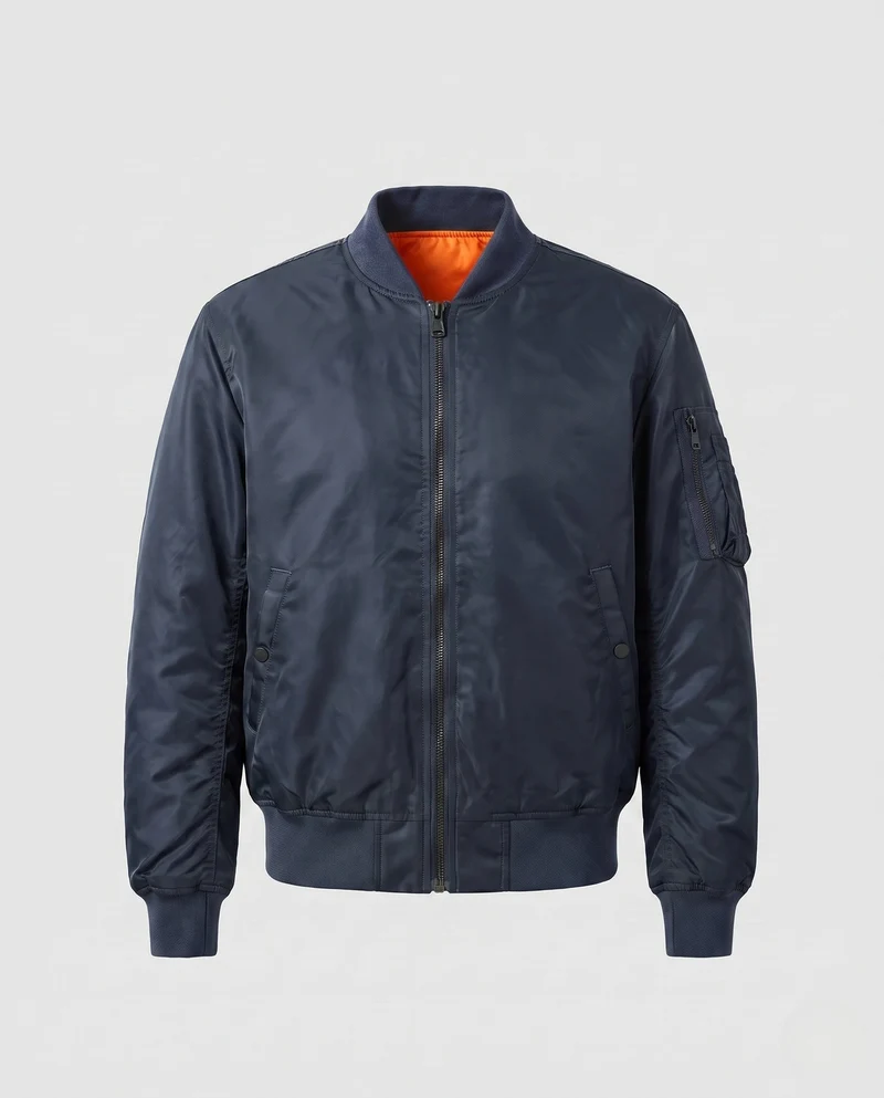 Herren-Pilotjacke im Bomber-Stil mit kontrastierender Innenauskleidung und Armtasche Nord Taschen
