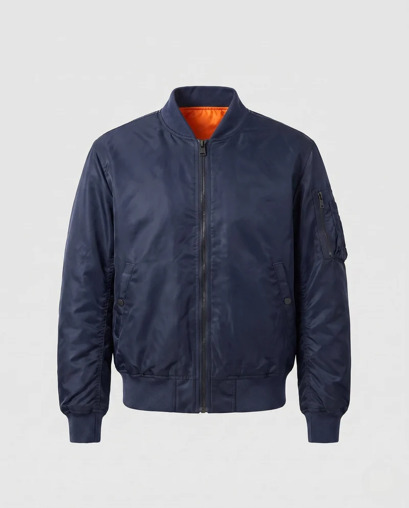 Herren-Pilotjacke im Bomber-Stil mit kontrastierender Innenauskleidung und Armtasche Nord Taschen