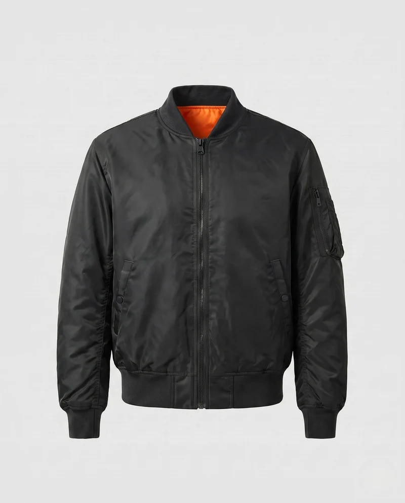 Herren-Pilotjacke im Bomber-Stil mit kontrastierender Innenauskleidung und Armtasche Nord Taschen