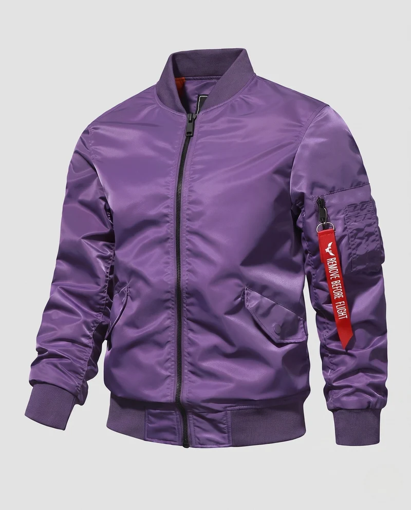 Herren Bomberjacke im Aviator-Stil mit gestepptem thermischem Futter und Utility-Tasche am Arm Nord Taschen
