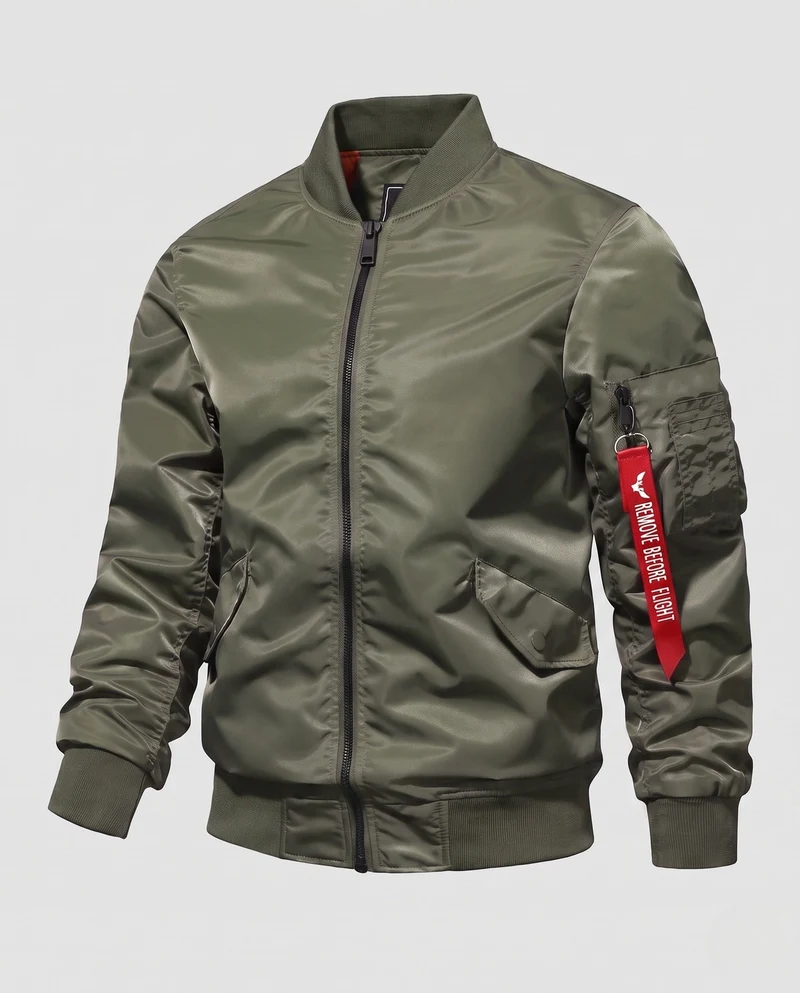 Herren Bomberjacke im Aviator-Stil mit gestepptem thermischem Futter und Utility-Tasche am Arm Nord Taschen