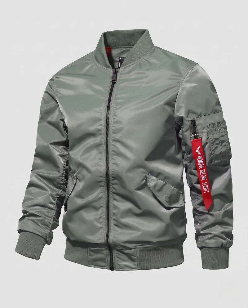 Herren Bomberjacke im Aviator-Stil mit gestepptem thermischem Futter und Utility-Tasche am Arm Nord Taschen
