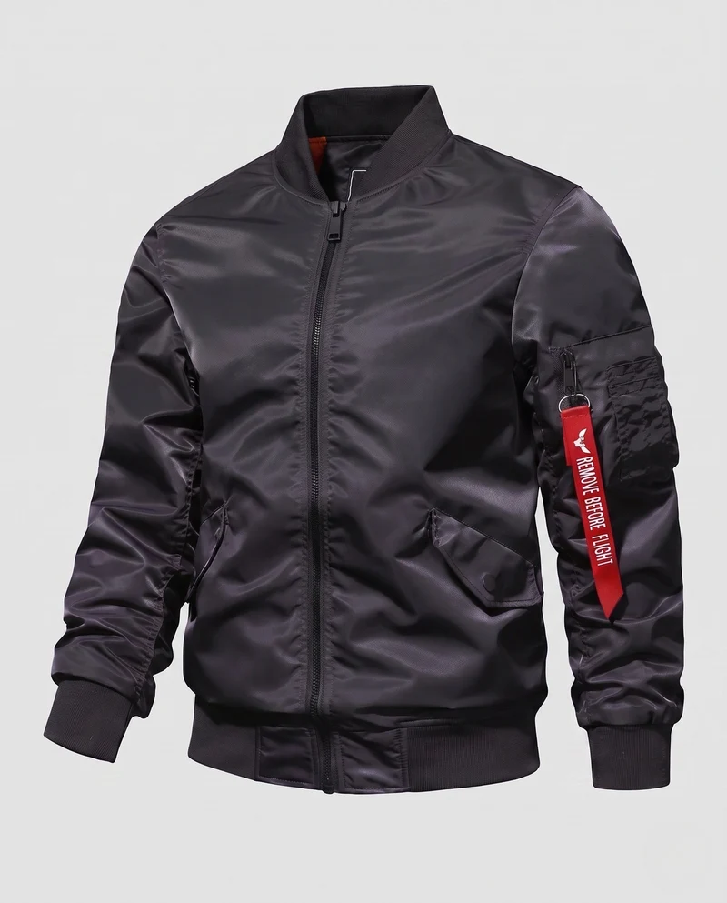 Herren Bomberjacke im Aviator-Stil mit gestepptem thermischem Futter und Utility-Tasche am Arm Nord Taschen