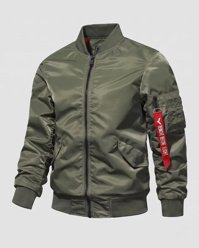 Herren Bomberjacke im Aviator-Stil mit gestepptem thermischem Futter und Utility-Tasche am Arm Nord Taschen