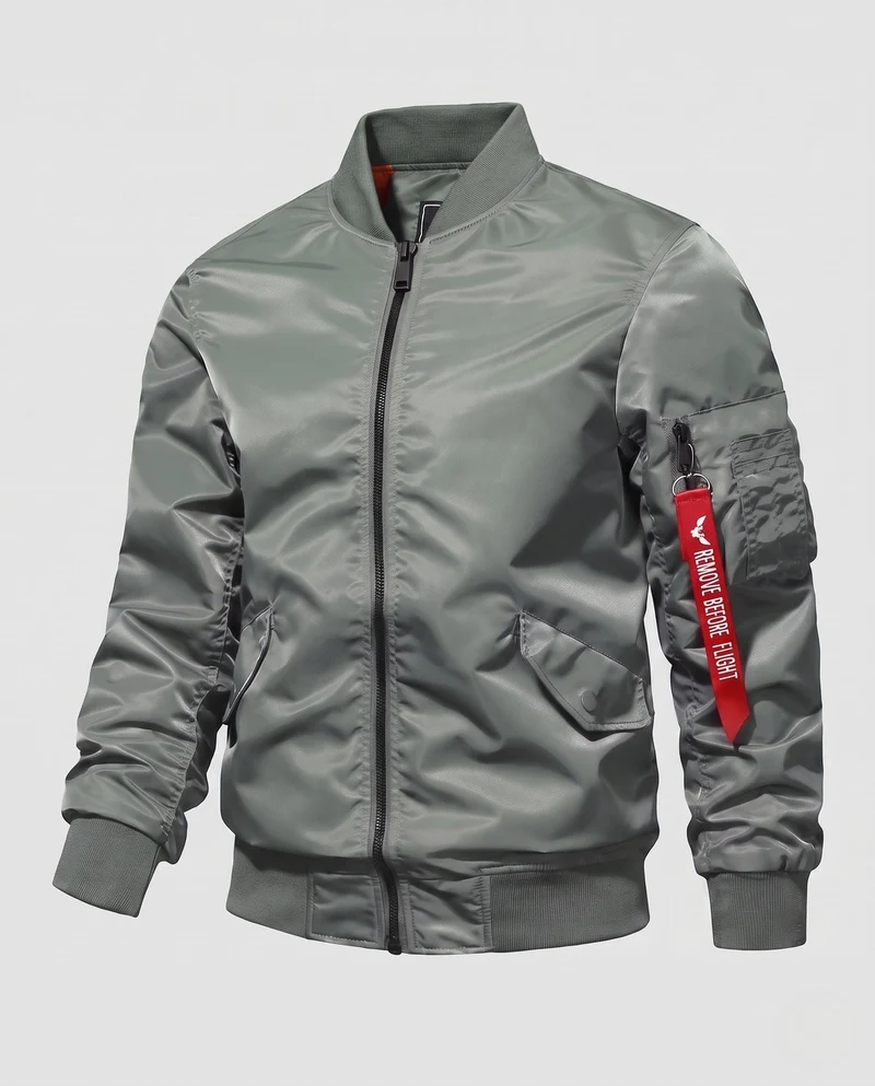 Herren Bomberjacke im Aviator-Stil mit gestepptem thermischem Futter und Utility-Tasche am Arm Nord Taschen