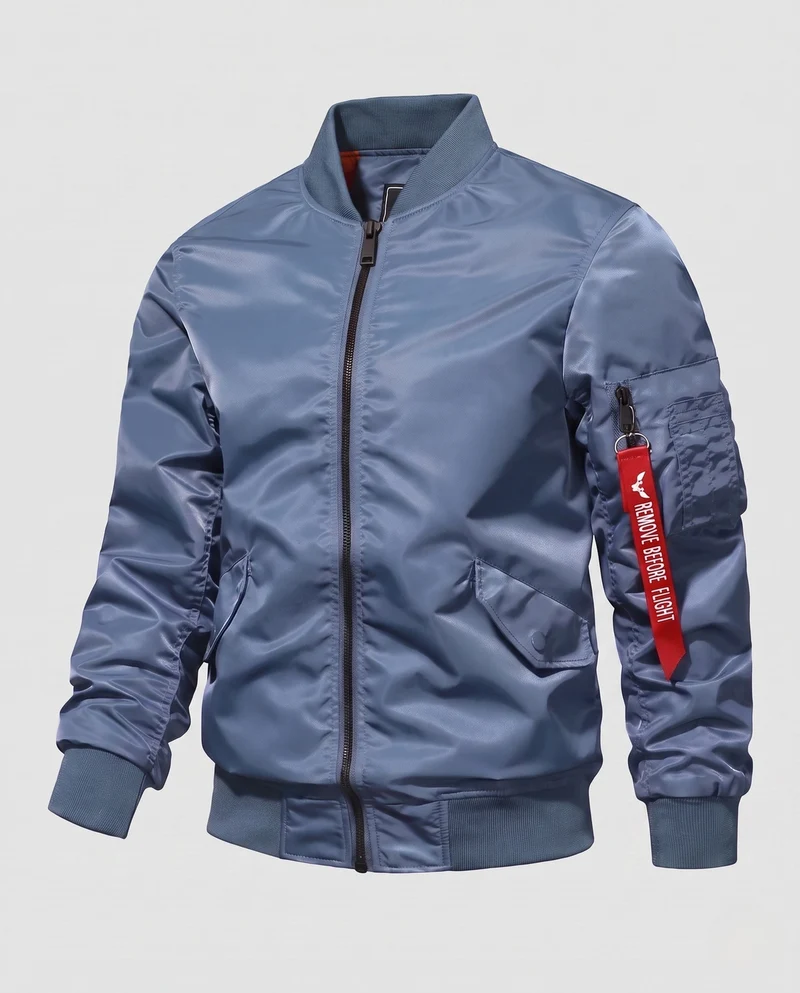 Herren Bomberjacke im Aviator-Stil mit gestepptem thermischem Futter und Utility-Tasche am Arm Nord Taschen