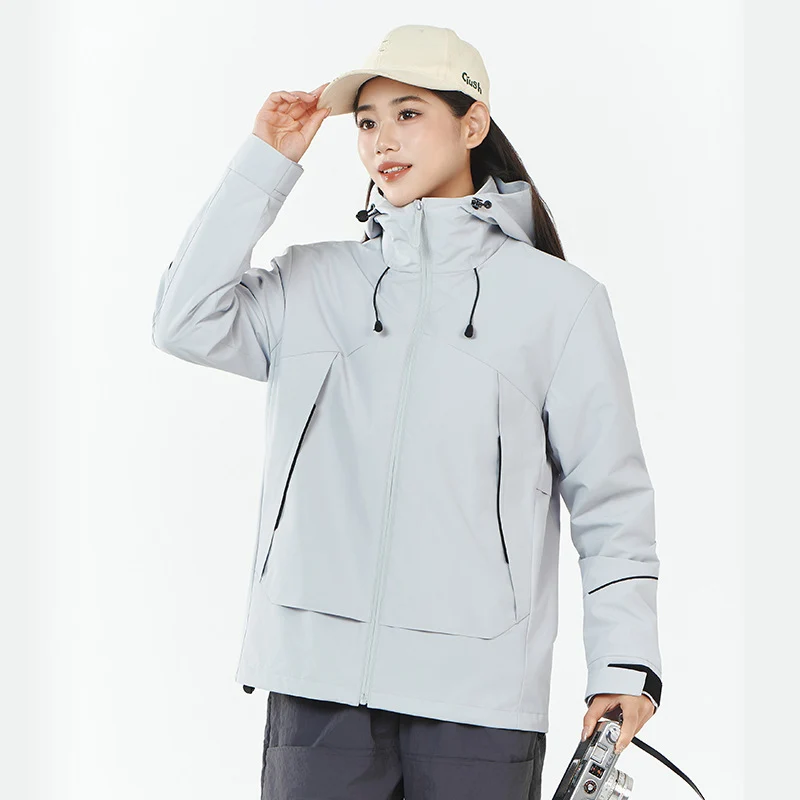 Damen Leichte wind- und wasserabweisende Softshell-Trekkingjacke mit verstellbarer Kapuze Nord Taschen