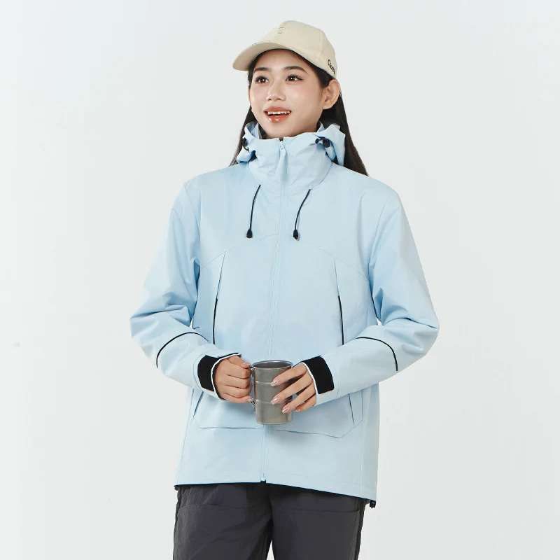 Damen Leichte wind- und wasserabweisende Softshell-Trekkingjacke mit verstellbarer Kapuze Nord Taschen