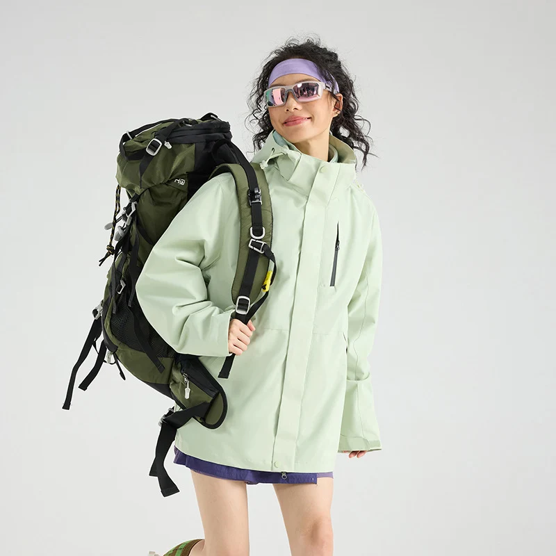 Damen Leichte wasserdichte Parka-Kapuzenjacke mit versiegelten Nähten und Kordelzug Nord Taschen