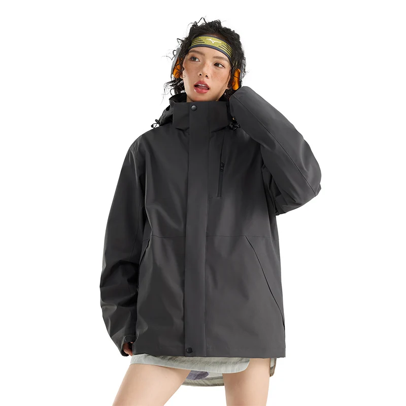 Damen Leichte wasserdichte Parka-Kapuzenjacke mit versiegelten Nähten und Kordelzug Nord Taschen