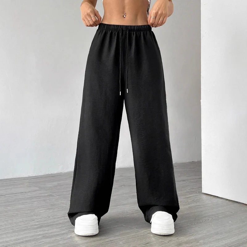 Damen Weite Lounge-Hose mit hohem Elastikbund und Kordelzug Nord Taschen