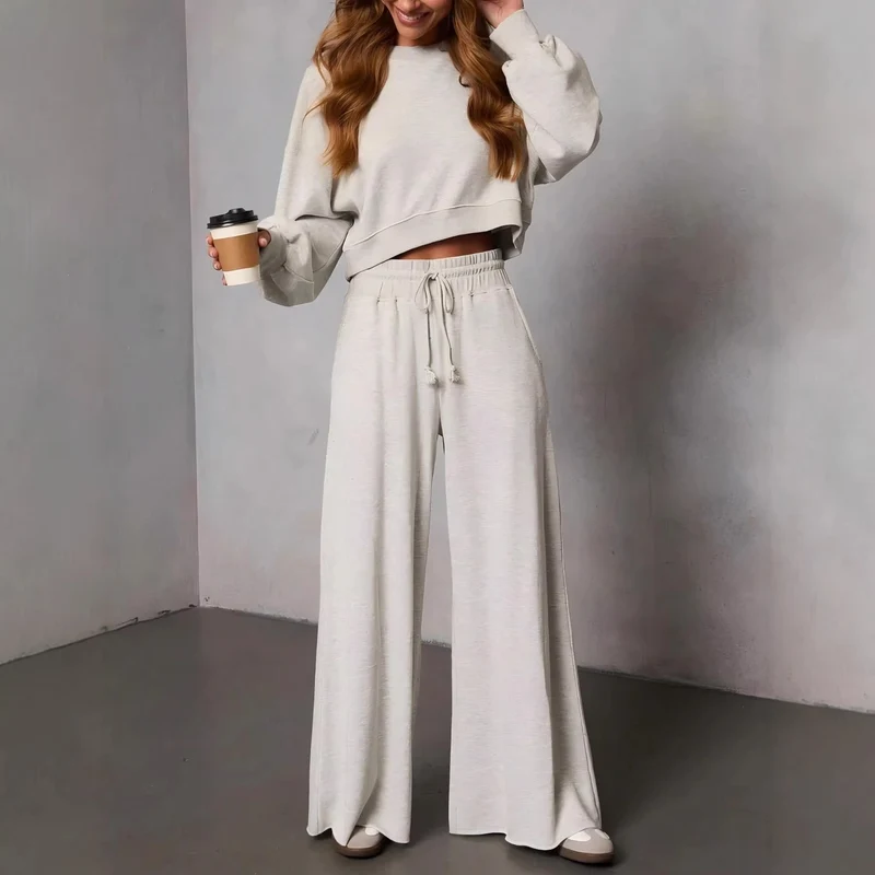 Damen weite High-Waist Loungehose mit Kordelzug und Seitentaschen Nord Taschen