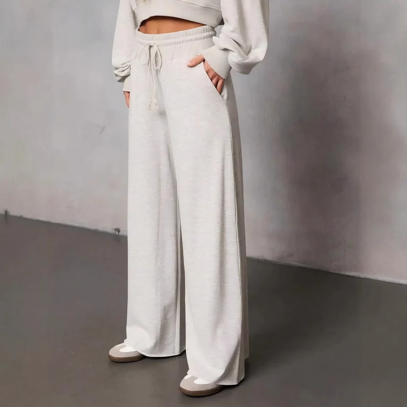 Damen weite High-Waist Loungehose mit Kordelzug und Seitentaschen Nord Taschen