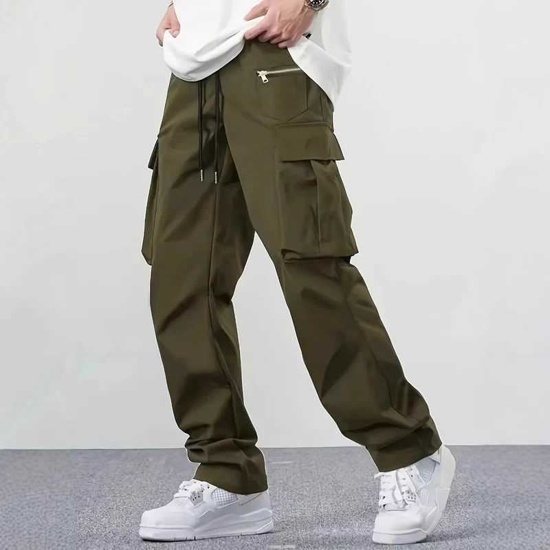 Herren weite Utility-Cargohose mit Tunnelzugbund, Multifunktionstaschen & Reißverschlusstasche Nord Taschen
