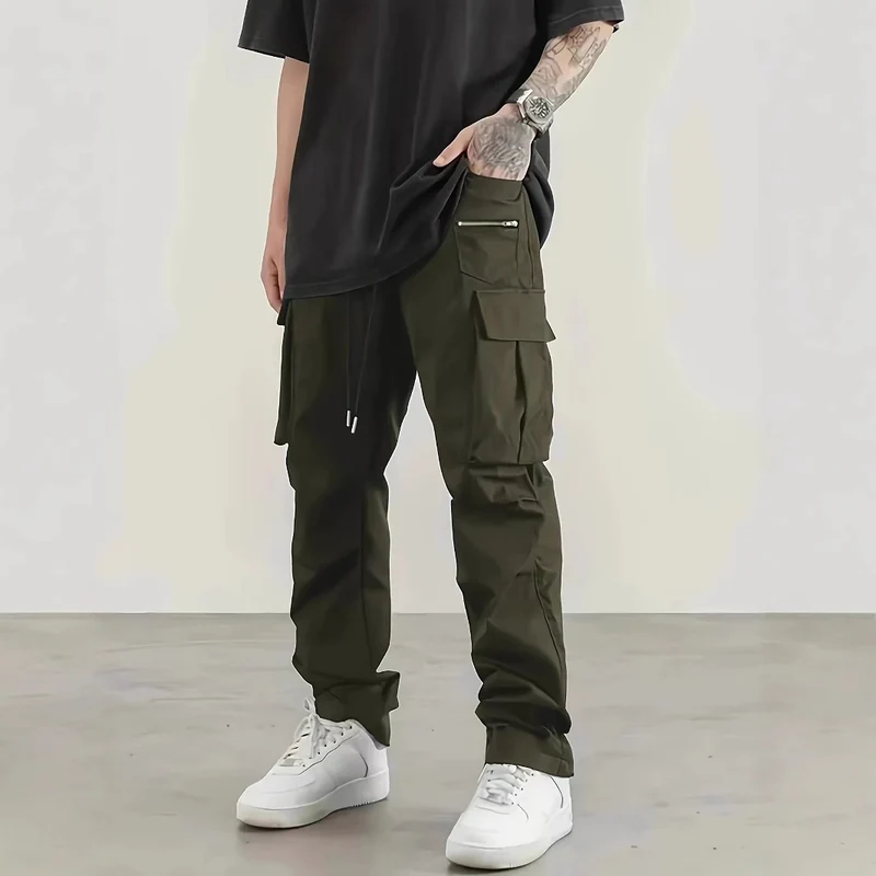 Herren weite Utility-Cargohose mit Tunnelzugbund, Multifunktionstaschen & Reißverschlusstasche Nord Taschen