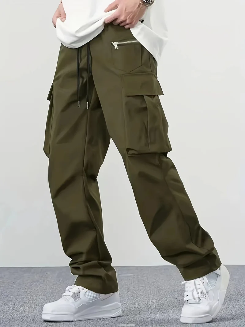 Herren weite Utility-Cargohose mit Tunnelzugbund, Multifunktionstaschen & Reißverschlusstasche Nord Taschen