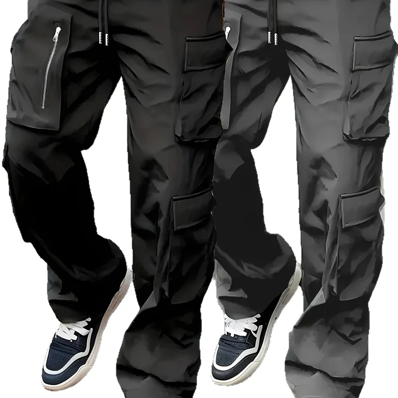 Herren weite Utility-Cargohose mit Tunnelzugbund, multifunktionalen Taschen & Reißverschlusstasche Nord Taschen