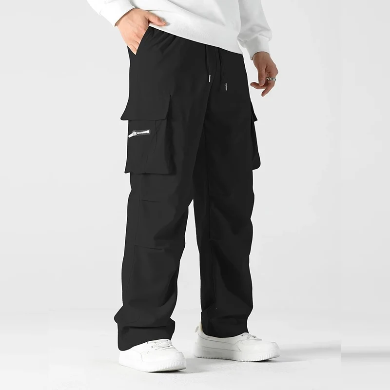 Herren weite Utility-Cargohose mit Tunnelzugbund, Knieabnähern und Multifachtaschen Nord Taschen