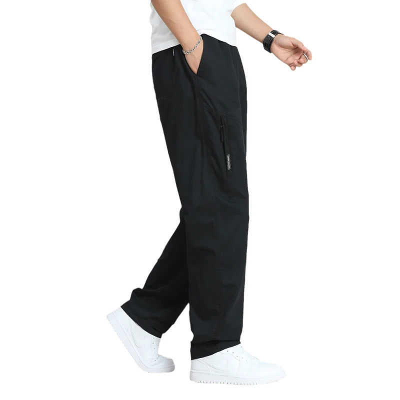 Herren Weite Utility-Cargohose mit elastischem Bund, seitlichen Reißverschlusstaschen und vorgeformten Knien Nord Taschen