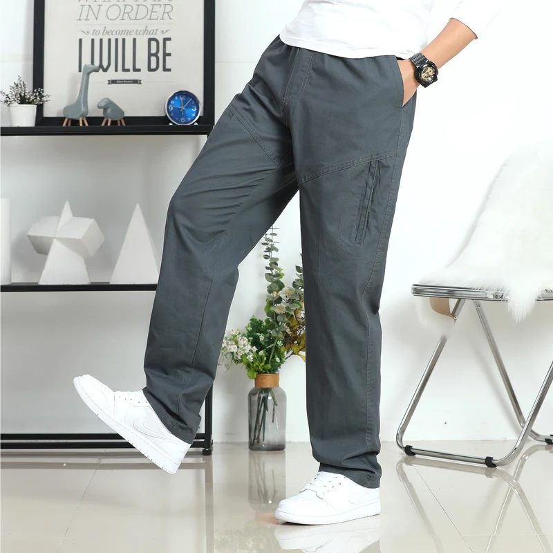 Herren Weite Utility-Cargohose mit elastischem Bund, seitlichen Reißverschlusstaschen und vorgeformten Knien Nord Taschen