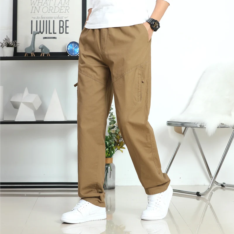Herren Weite Utility-Cargohose mit elastischem Bund, seitlichen Reißverschlusstaschen und vorgeformten Knien Nord Taschen