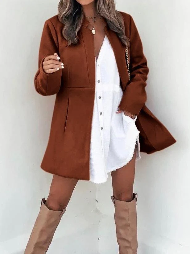 Damen Longline Blazermantel mit taillierter Teilungsnaht und cleanem V‑Ausschnitt Nord Taschen