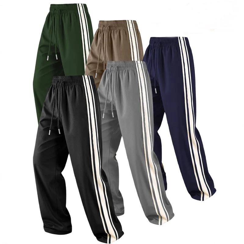 Herren Weite Trainingshose mit elastischem Tunnelzugbund, seitlichem Kontraststreifen & lockerem Baggy‑Schnitt Nord Taschen